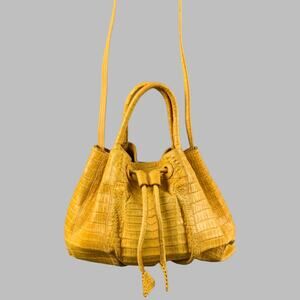 CARLOS FALCHI Yellow Alligator Leather Satchel Handbag